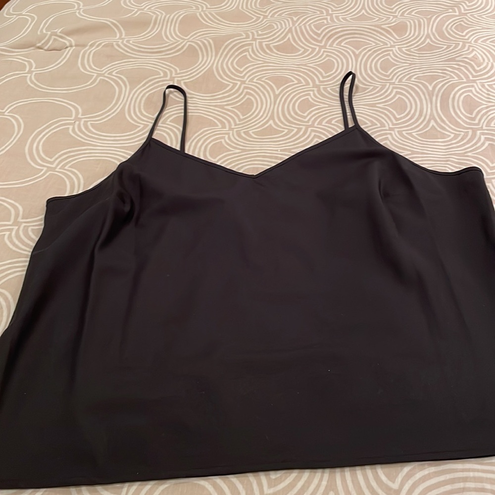 Liz, Clayborne, top, back zipper, black lace with camisole, cotton blend, XL - Picture 7 of 8